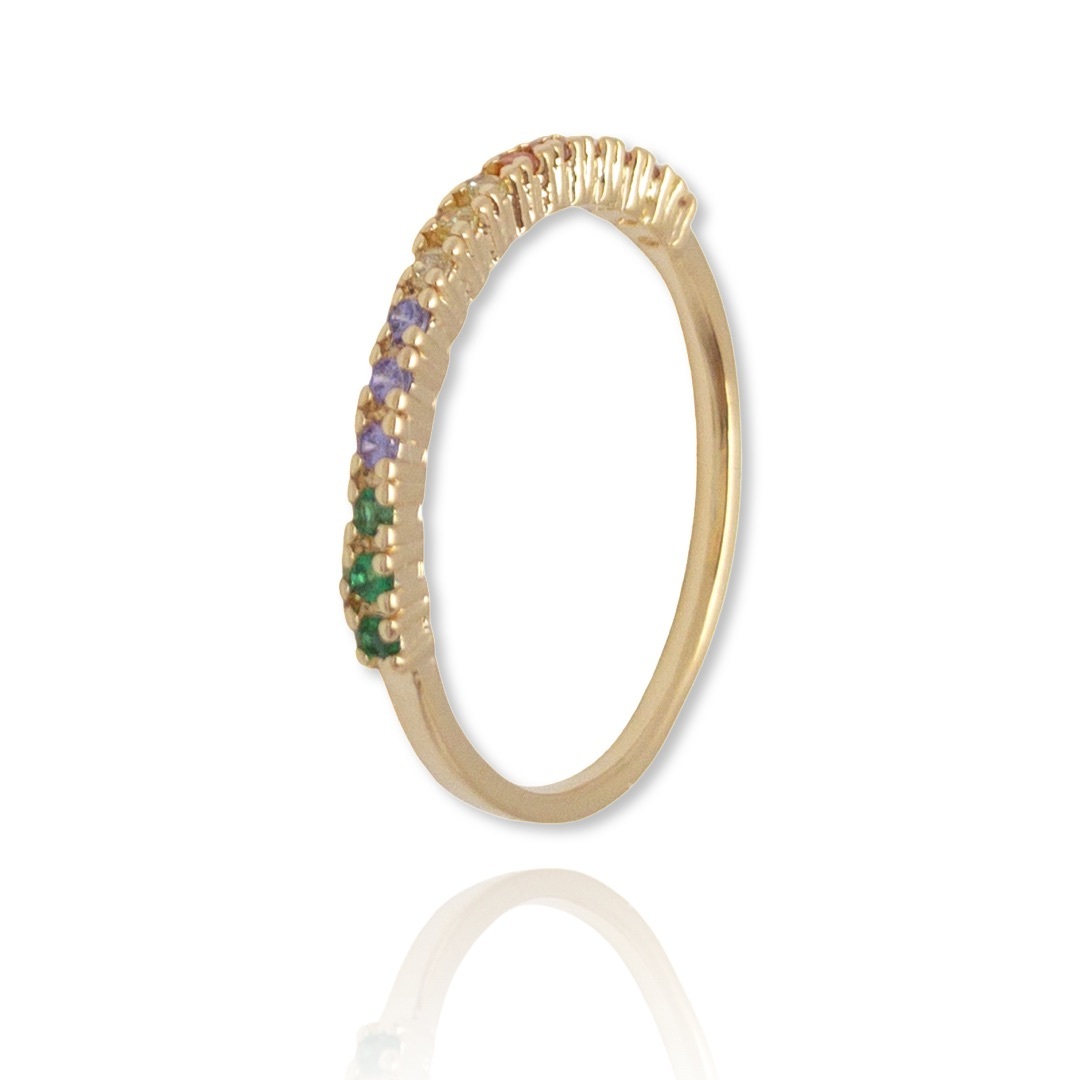 Anel Aparador Rainbow (1 Carreira de Zircônia)